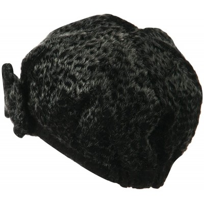 Newsboy Caps Animal Print Bow Accent Newsboy Hat - Black - CE11GI6ARPT $24.06