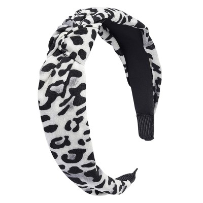 Headbands Leopard Print Top-knot Headband (Black) - Black Leopard - CG18SDA4QE5 $9.97