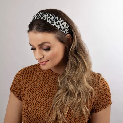 Headbands Leopard Print Top-knot Headband (Black) - Black Leopard - CG18SDA4QE5 $9.97