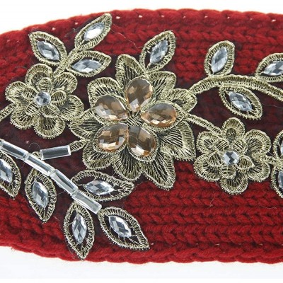 Headbands Women Knitted Headband with Crystal Dotted (Red) - CC185O80E76 $11.85