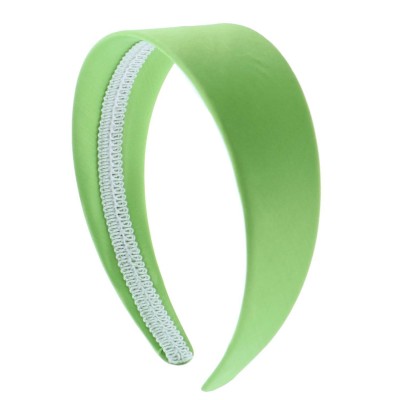 Headbands Bright Green 2 Inch Wide Satin Hard Headband with No Teeth (Motique Accessories) - Green - C7128HUU8LH $12.36