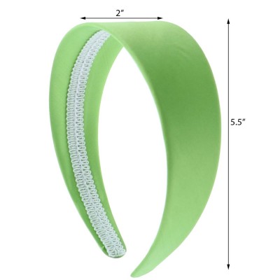 Headbands Bright Green 2 Inch Wide Satin Hard Headband with No Teeth (Motique Accessories) - Green - C7128HUU8LH $12.36