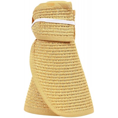 Sun Hats Lullaby Women's UPF 50+ Packable Wide Brim Roll-Up Sun Visor Beach Straw Hat - Beige - CC1956A7YK2 $10.80