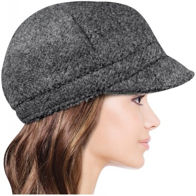 Newsboy Caps Women's Chic Flower Newsboy Cap Hat Wool Blend - Dual Layer - Chic Flower Gray - CV11GCG681X $24.46