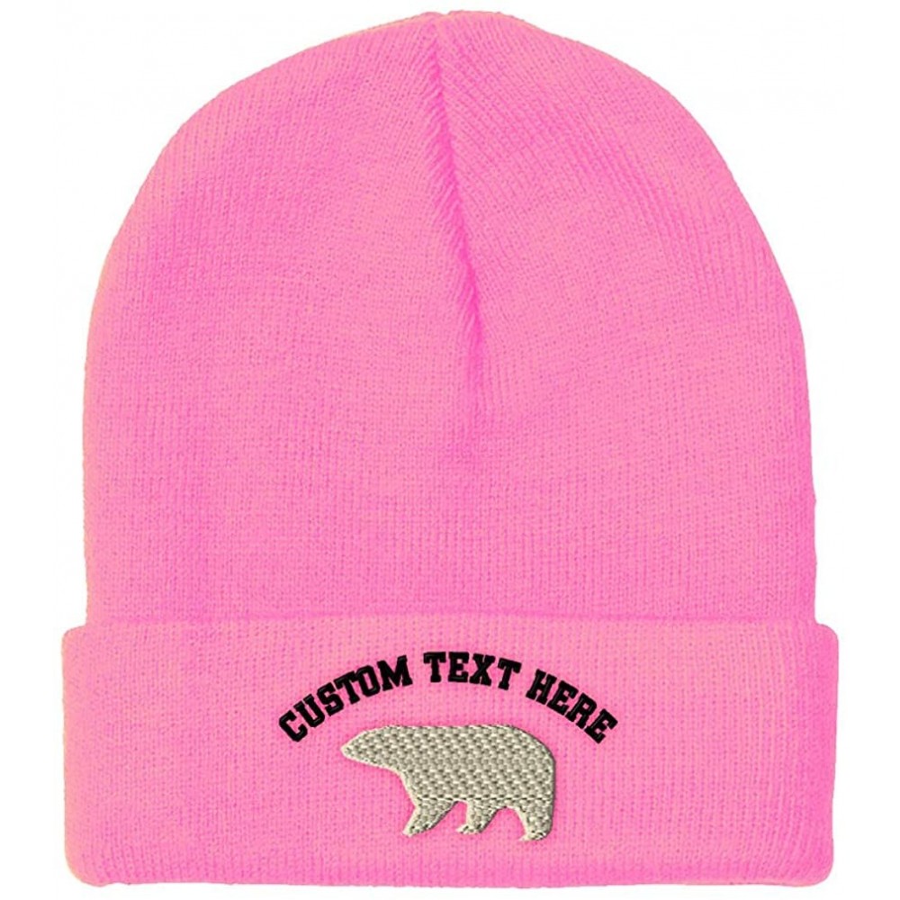 Skullies & Beanies Custom Beanie for Men & Women Polar Bear A Embroidery Acrylic Skull Cap Hat - Soft Pink - CZ18ZS3IG8R $17.03