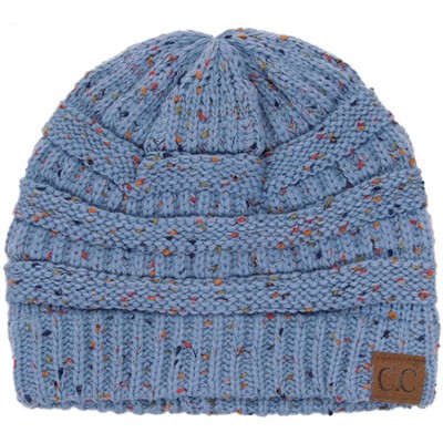 Skullies & Beanies Unisex Confetti Ribbed Cable Knit Thick Soft Warm Winter Beanie Hat - Denim - CN18QH4LR2H $15.68