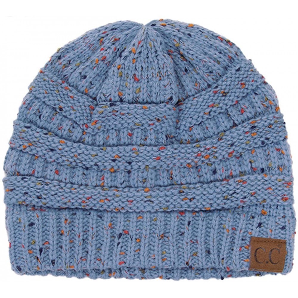 Skullies & Beanies Unisex Confetti Ribbed Cable Knit Thick Soft Warm Winter Beanie Hat - Denim - CN18QH4LR2H $15.68