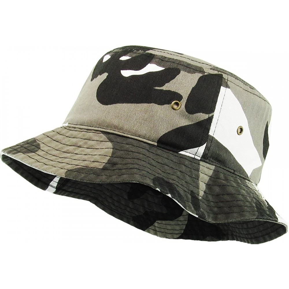 Bucket Hats Unisex Washed Cotton Bucket Hat Summer Outdoor Cap - (1. Bucket Classic) Citi Camouflage - CC18HZWCRS8 $9.84