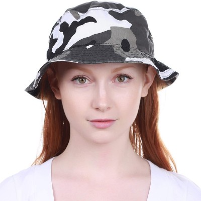 Bucket Hats Unisex Washed Cotton Bucket Hat Summer Outdoor Cap - (1. Bucket Classic) Citi Camouflage - CC18HZWCRS8 $9.84