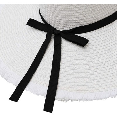 Sun Hats Wide Brim Straw Sun Hat- Beach Hat for Women- White- One Size - CH194OCRE9N $16.22