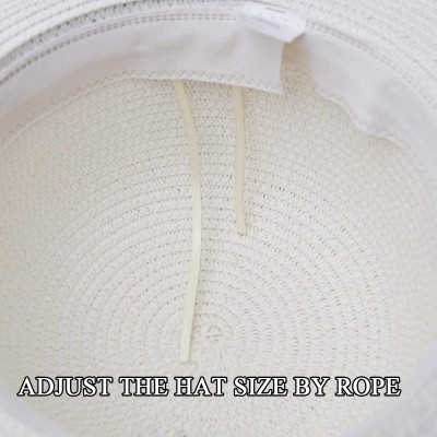 Sun Hats Wide Brim Straw Sun Hat- Beach Hat for Women- White- One Size - CH194OCRE9N $16.22