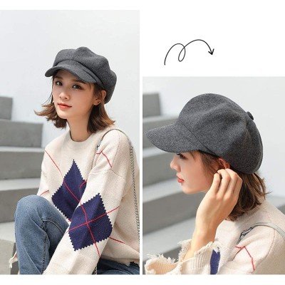 Berets Women Beret Newsboy Hat French Wool Cap Classic Autumn Spring Winter Hats - Gray - CP18AR8OGUO $16.76