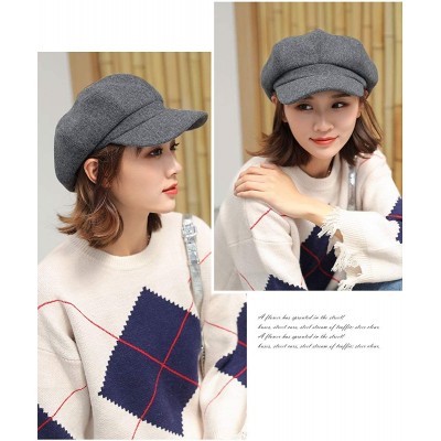 Berets Women Beret Newsboy Hat French Wool Cap Classic Autumn Spring Winter Hats - Gray - CP18AR8OGUO $16.76