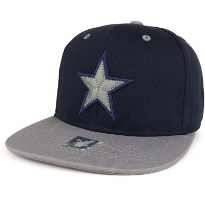 Baseball Caps Texas Lone Star Embroidered Cotton Flatbill Snapback Cap - Navy Grey - CG1897WEI6M $11.59