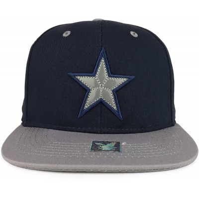 Baseball Caps Texas Lone Star Embroidered Cotton Flatbill Snapback Cap - Navy Grey - CG1897WEI6M $11.59