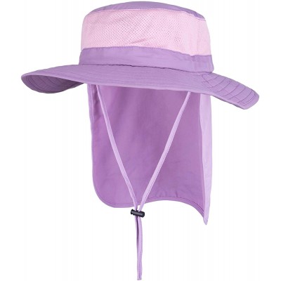 Sun Hats Unisex Outdoor Hats Wide Brim Sun Hat with Neck Flap Cover UPF 50+ - Purple - CI18RD885CI $33.41