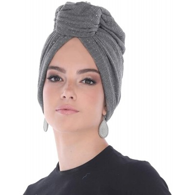 Skullies & Beanies Turban Headwraps for Women Featuring a Pretied Front Knot & Soft Sparkle Finish for Cancer - Heather Grey ...