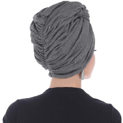 Skullies & Beanies Turban Headwraps for Women Featuring a Pretied Front Knot & Soft Sparkle Finish for Cancer - Heather Grey ...