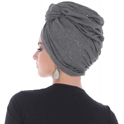 Skullies & Beanies Turban Headwraps for Women Featuring a Pretied Front Knot & Soft Sparkle Finish for Cancer - Heather Grey ...