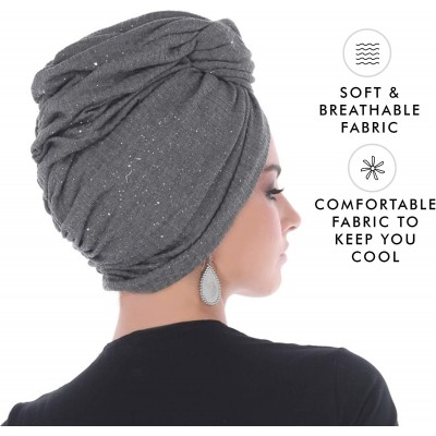 Skullies & Beanies Turban Headwraps for Women Featuring a Pretied Front Knot & Soft Sparkle Finish for Cancer - Heather Grey ...