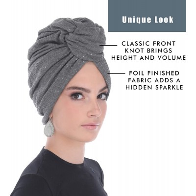 Skullies & Beanies Turban Headwraps for Women Featuring a Pretied Front Knot & Soft Sparkle Finish for Cancer - Heather Grey ...