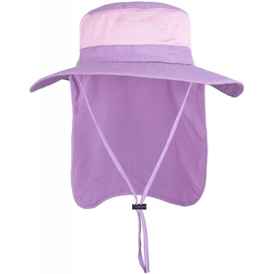 Sun Hats Unisex Outdoor Hats Wide Brim Sun Hat with Neck Flap Cover UPF 50+ - Purple - CI18RD885CI $17.71