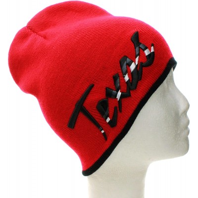 Skullies & Beanies USA Sports City State Cuffless Beanie Knit Hat Cap - Texas Red Black - CG11QW426G1 $9.15
