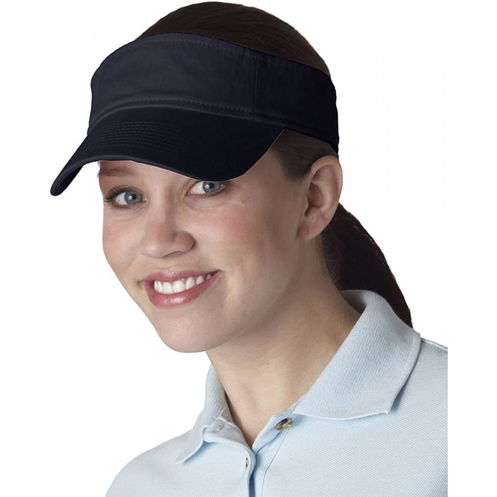 Visors Classic Cut Chino Cotton Twill Visor (8103) - Navy - C01142RHWEB $10.54