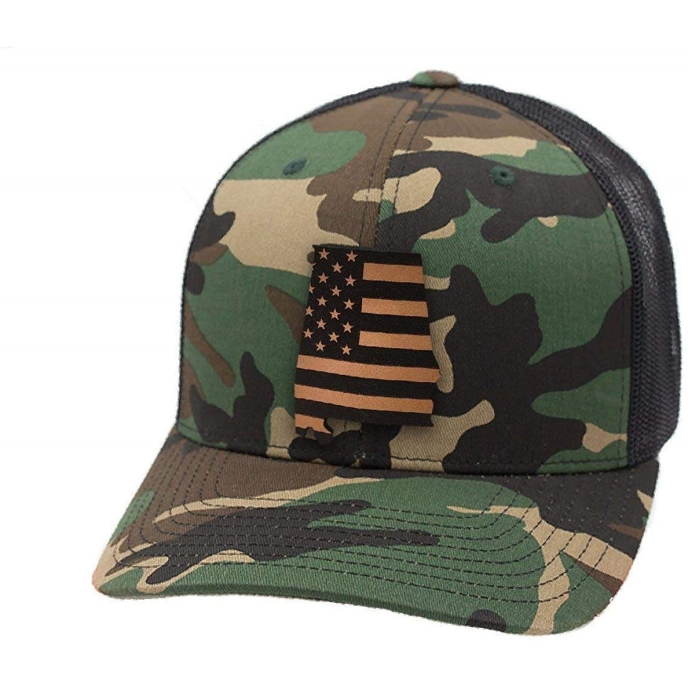 Baseball Caps 'Alabama Patriot' Leather Patch Hat Curved Trucker - Camo - CB18IGR7N45 $53.41
