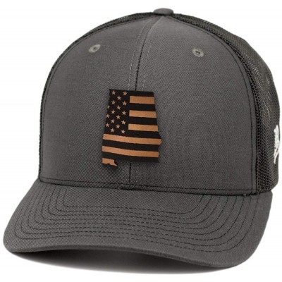 Baseball Caps 'Alabama Patriot' Leather Patch Hat Curved Trucker - Camo - CB18IGR7N45 $29.25