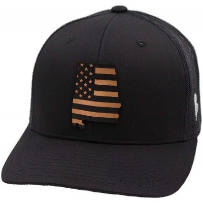 Baseball Caps 'Alabama Patriot' Leather Patch Hat Curved Trucker - Camo - CB18IGR7N45 $29.25