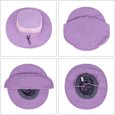 Sun Hats Unisex Outdoor Hats Wide Brim Sun Hat with Neck Flap Cover UPF 50+ - Purple - CI18RD885CI $17.71