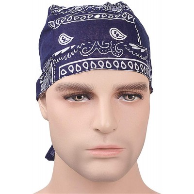 Skullies & Beanies Durag Skull Cap Cotton Biker Motorcycle Bandana Head Wrap Du Doo Do Rag Rags - Orange-2pcs - CG197TY9EXS $...