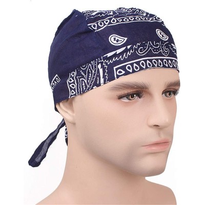 Skullies & Beanies Durag Skull Cap Cotton Biker Motorcycle Bandana Head Wrap Du Doo Do Rag Rags - Orange-2pcs - CG197TY9EXS $...