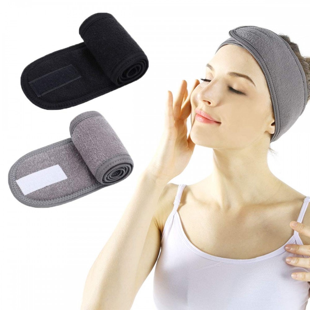 Headbands Facial Spa Headband Adjustable Stretch - Black+Gray - CX196ILIHCU $9.57