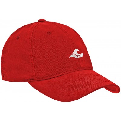 Baseball Caps Soft & Cozy Relaxed Strapback Adjustable Baseball Caps - Red With White Embroidered Logo - CL189A52ZNU $15.64