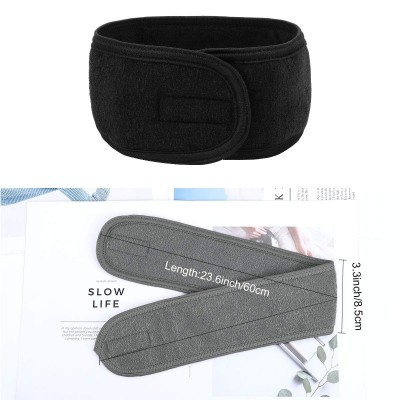 Headbands Facial Spa Headband Adjustable Stretch - Black+Gray - CX196ILIHCU $9.57