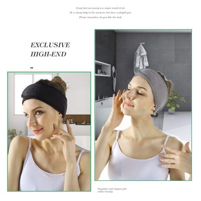 Headbands Facial Spa Headband Adjustable Stretch - Black+Gray - CX196ILIHCU $9.57