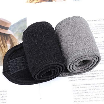 Headbands Facial Spa Headband Adjustable Stretch - Black+Gray - CX196ILIHCU $9.57