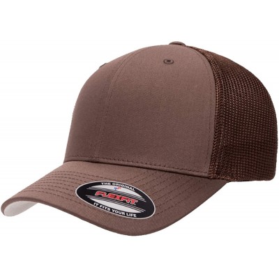 Baseball Caps The Original Flexfit Yupoong Mesh Trucker Hat Cap & 2-Tone - Brown - CL11LP4R81V $10.28