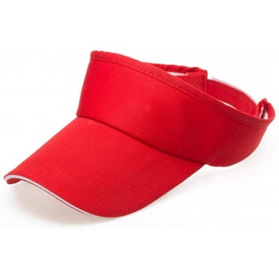 Sun Hats Men Women Visor Sun Hat Cap Solid Summer Outdoor Adjustable (Red) - CS183GQTTOY $7.44