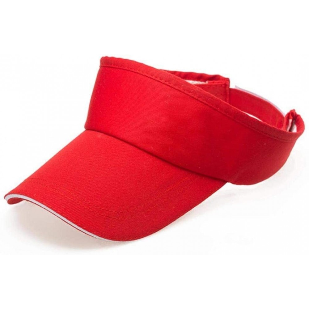 Sun Hats Men Women Visor Sun Hat Cap Solid Summer Outdoor Adjustable (Red) - CS183GQTTOY $7.44
