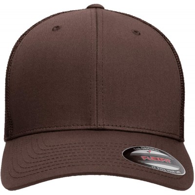 Baseball Caps The Original Flexfit Yupoong Mesh Trucker Hat Cap & 2-Tone - Brown - CL11LP4R81V $10.28