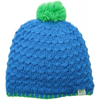 Skullies & Beanies 9541 POM Beanie - Azure Blue With Zephyr Green Trim - C1117UA52O3 $15.59