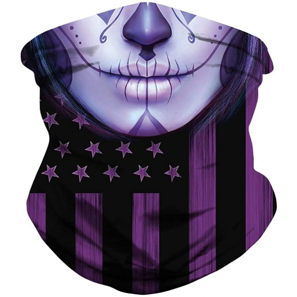 Balaclavas Bandana Face Mask Neck Gaiter- Dust Wind UV Protection Vivid 3D Mouth Cover for Women Men - American Flag Clown - ...