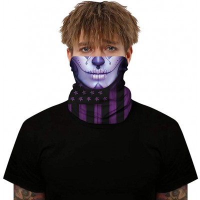 Balaclavas Bandana Face Mask Neck Gaiter- Dust Wind UV Protection Vivid 3D Mouth Cover for Women Men - American Flag Clown - ...