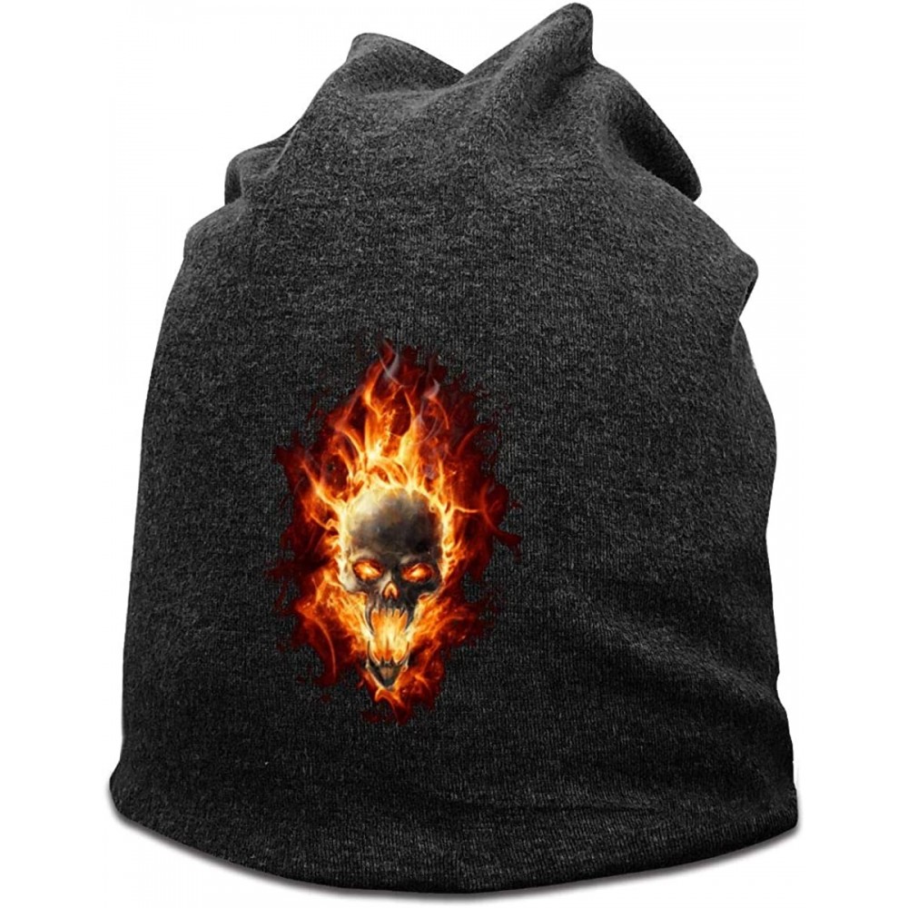 Sun Hats I Run Hoes for Money Women's Beanies Hats Ski Caps - Black Skull Fire /Deep Heather - CM194QZL9DT $19.19