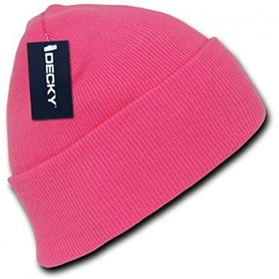 Skullies & Beanies High Visibility Neon Colored Cuffed Long Beanie Winter Hat - Neon Pink - CN12N9MK8QH $9.43