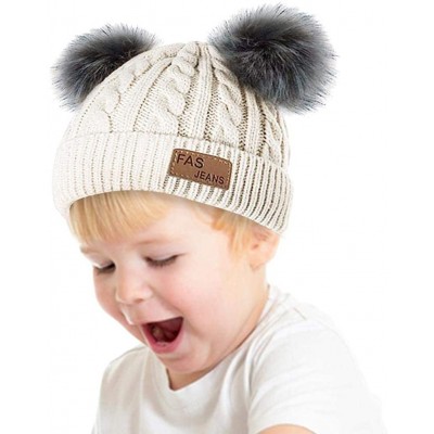 Skullies & Beanies Kids Winter Warm Fleece Lined Hat Baby Infant Toddler Children Beanie Knit Pompom Hats Women Crochet Cap -...