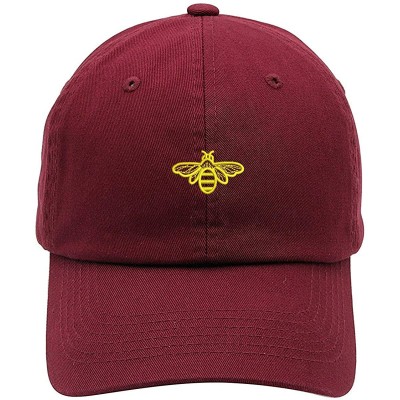 Baseball Caps Bee Embroidered Brushed Cotton Dad Hat Cap - Vc300_maroon - CG18QHMDK9U $17.78